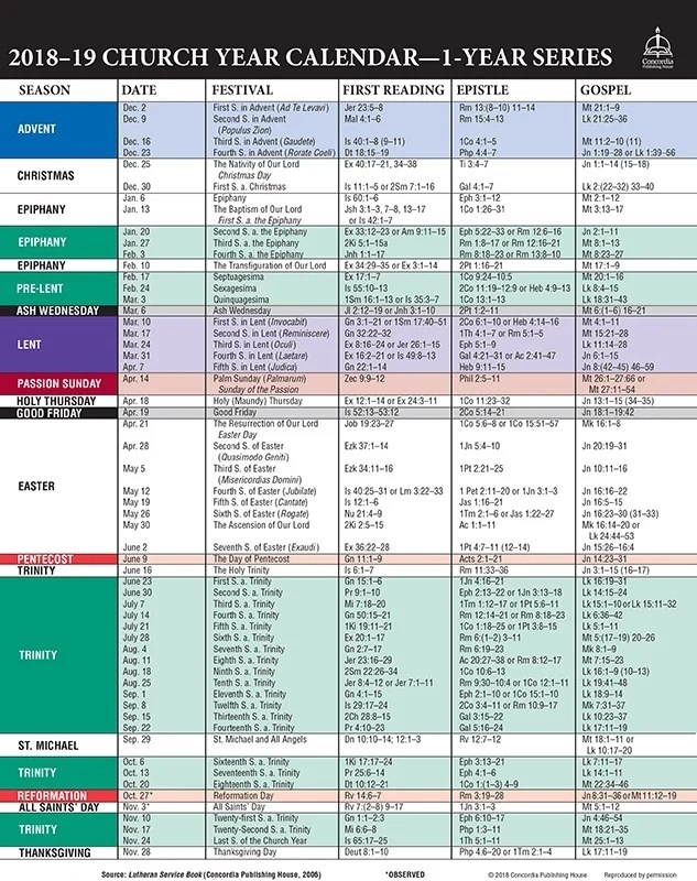 Lutheran Church Calendar