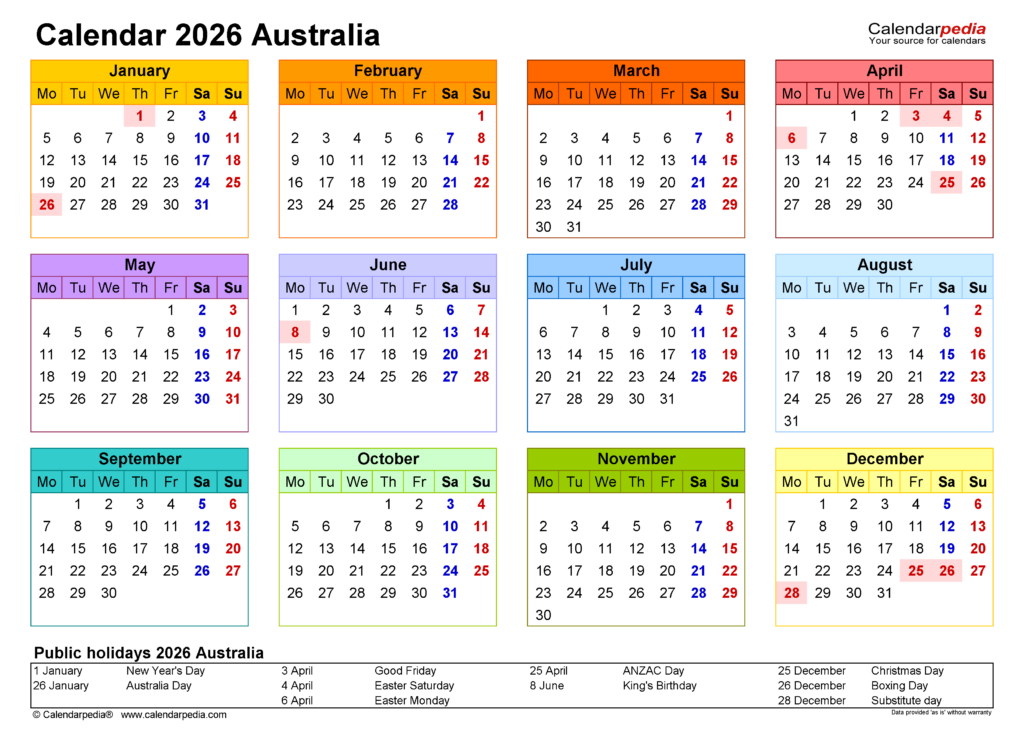 2024 Printable Calendar Free Australia Petra Clemmie