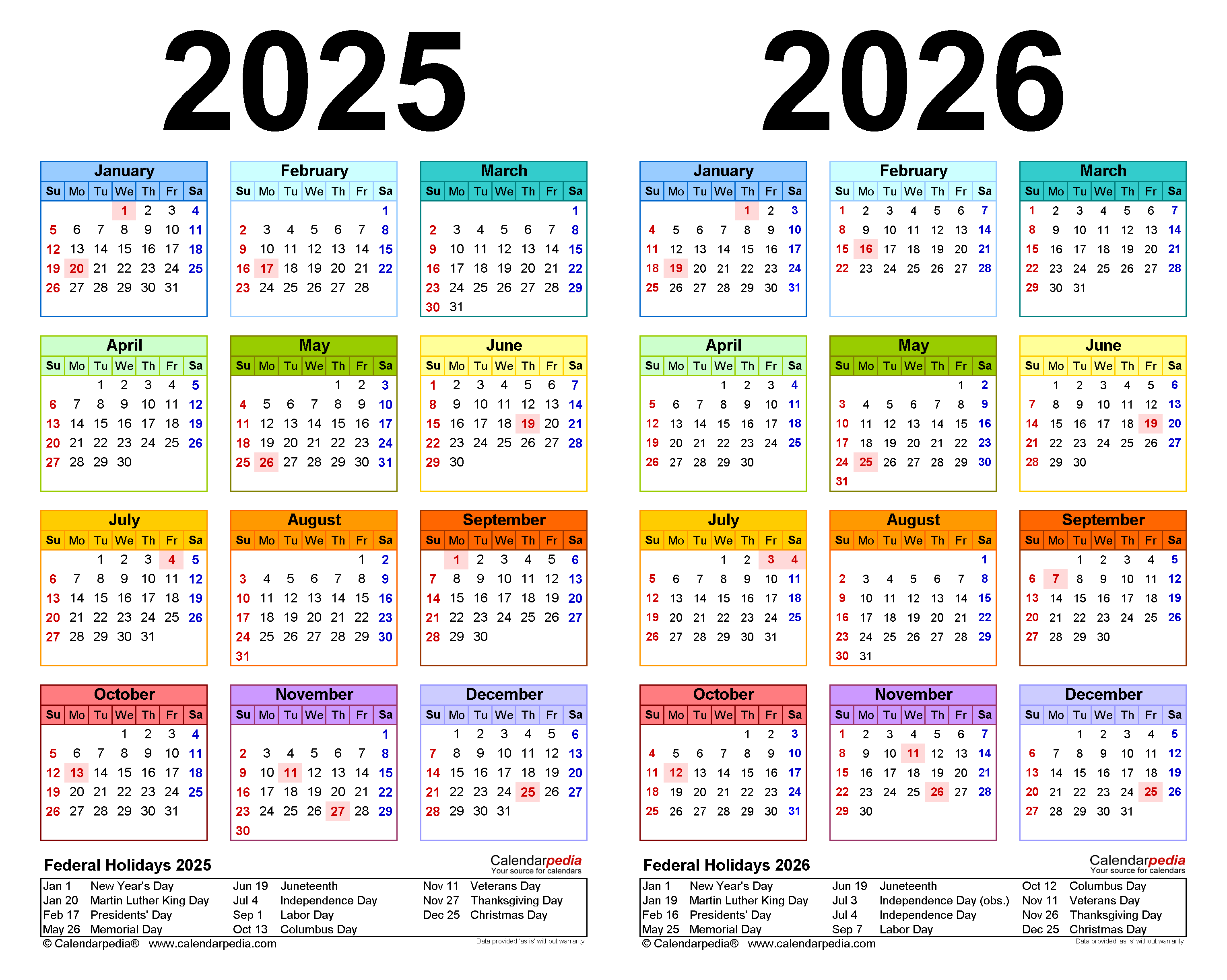 2025 2026 Two Year Calendar Free Printable PDF Templates Web Page 