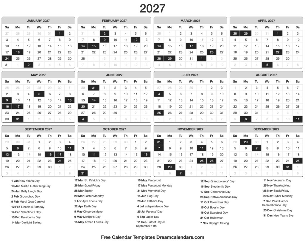 2027 Calendar