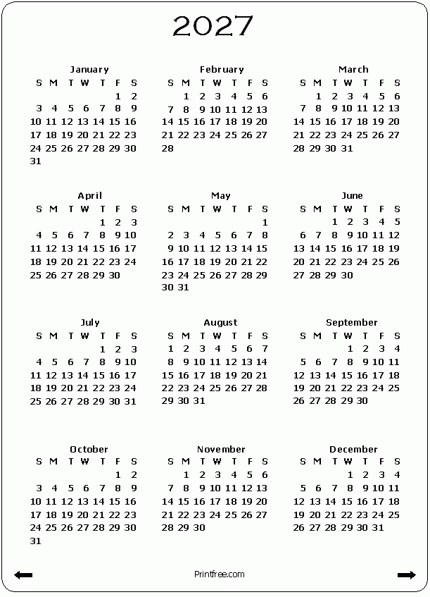 2027 Calendar