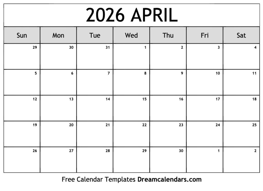 April 2026 Calendar Free Printable With Holidays And Observances