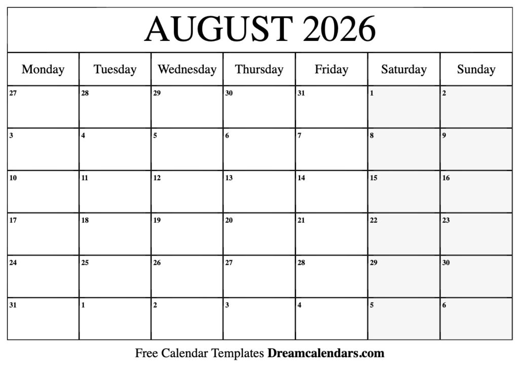 August 2026 A Month Of Transition And Opportunity School Calendar 