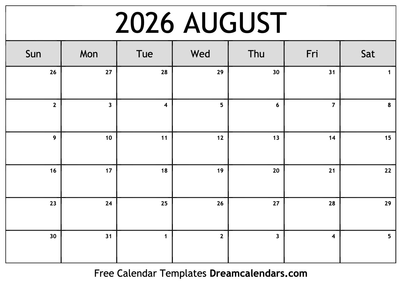 August 2026 Calendar Free Printable With Holidays And Observances