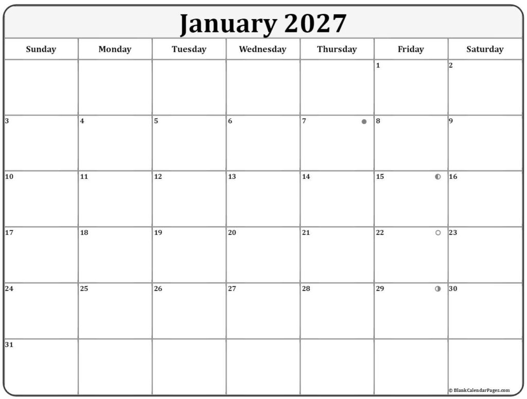 January 2027 Lunar Calendar Moon Phase Calendar