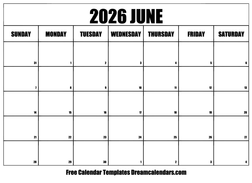 June 2026 Calendar Free Printable With Holidays And Observances