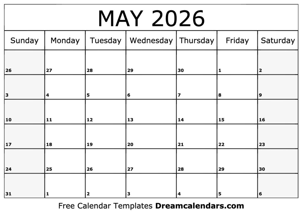 May 2026 Calendar Free Printable With Holidays And Observances