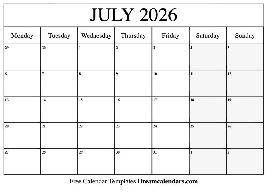 Navigating The Month A Comprehensive Guide To Blank July 2026 