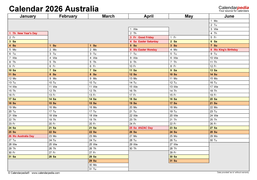 Navigating Time A Guide To Free Calendars For 2026 In Australia 