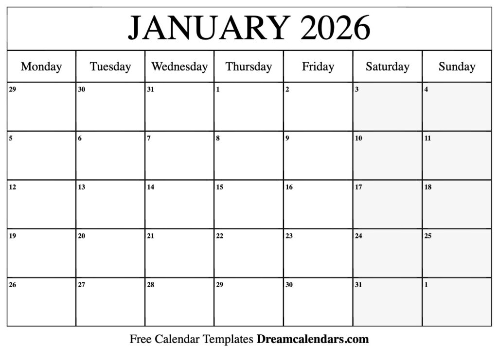 Navigating Time A Guide To The Printable Monthly Calendar For January