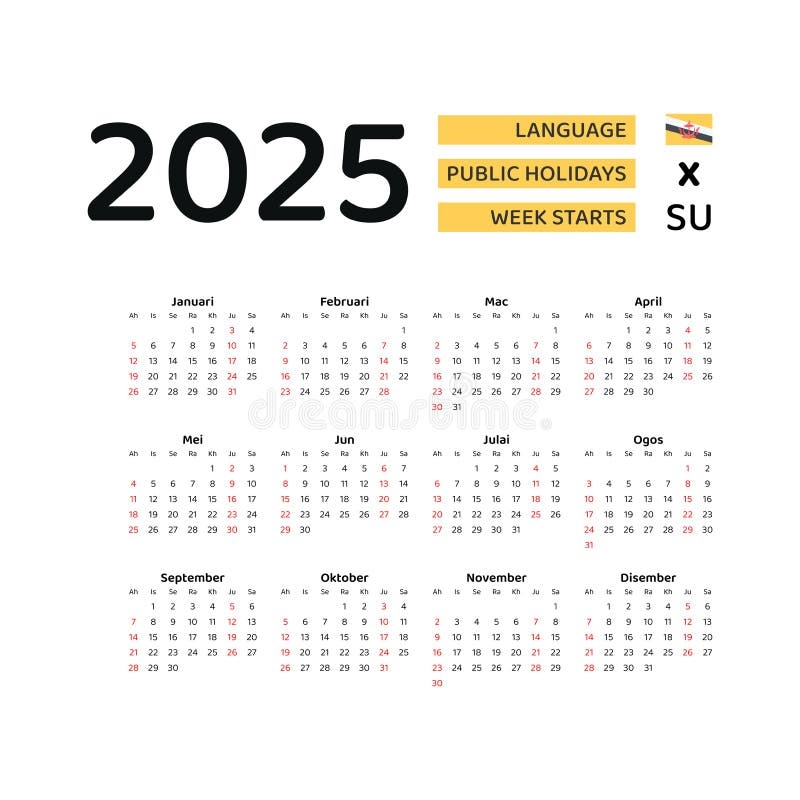 The Brunei Islamic Calendar 2025 Excel Calendar 2025 Download