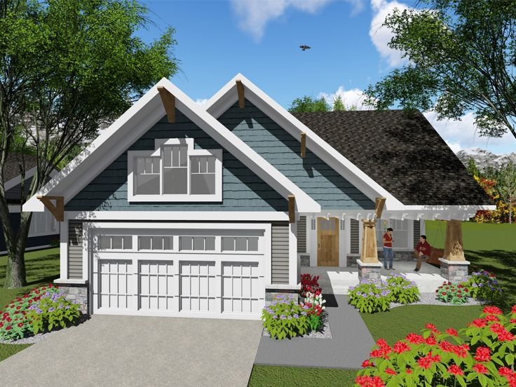 020H 0401 Empty Nester House Plan Craftsman Style House Plans 