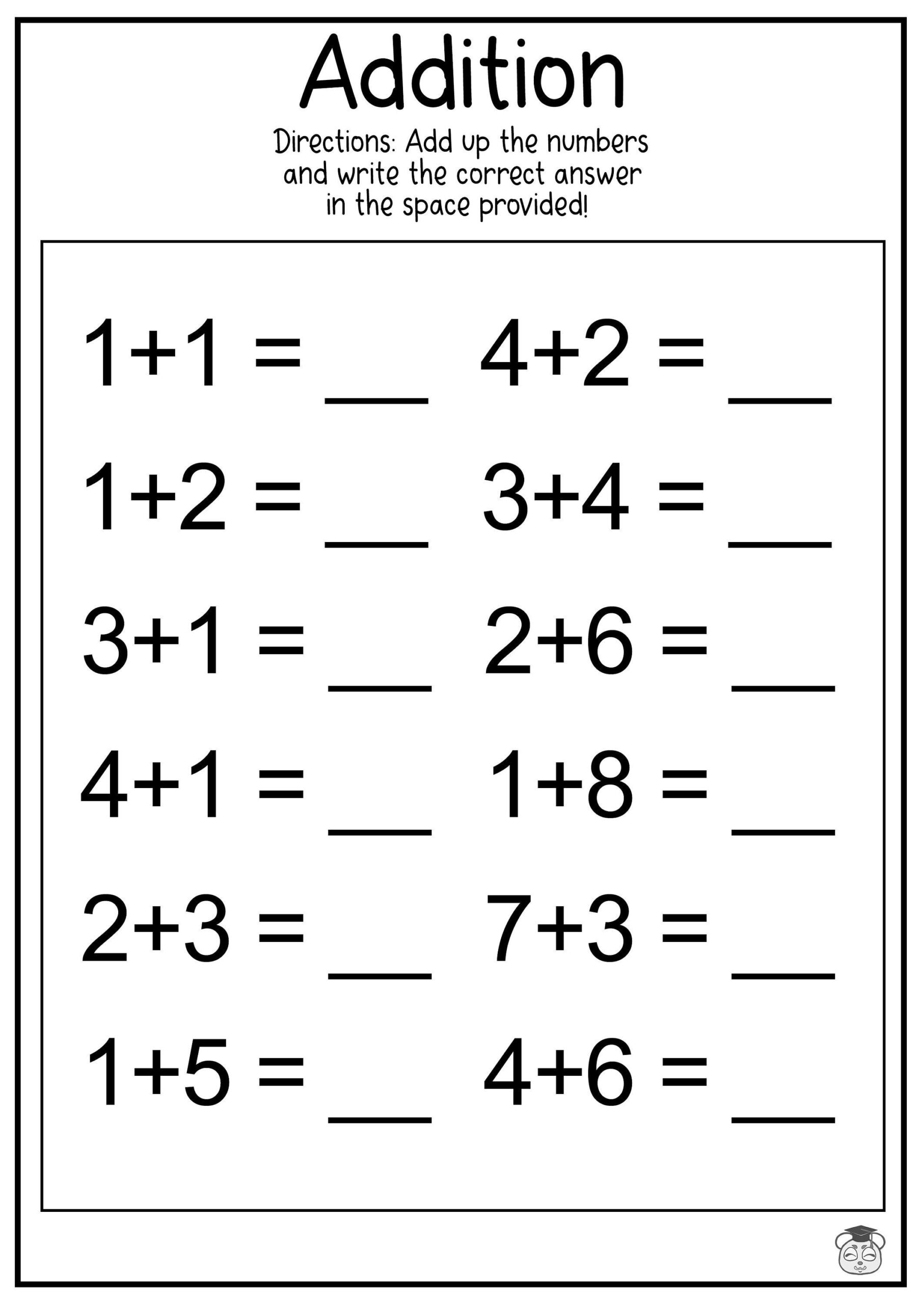 10 Printable Addition Math Worksheets Addition Practice Using Single 10 Printable Addition Math Worksheets Addition Practice Using Single