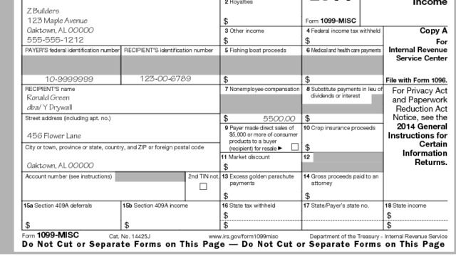 1099 Form Example