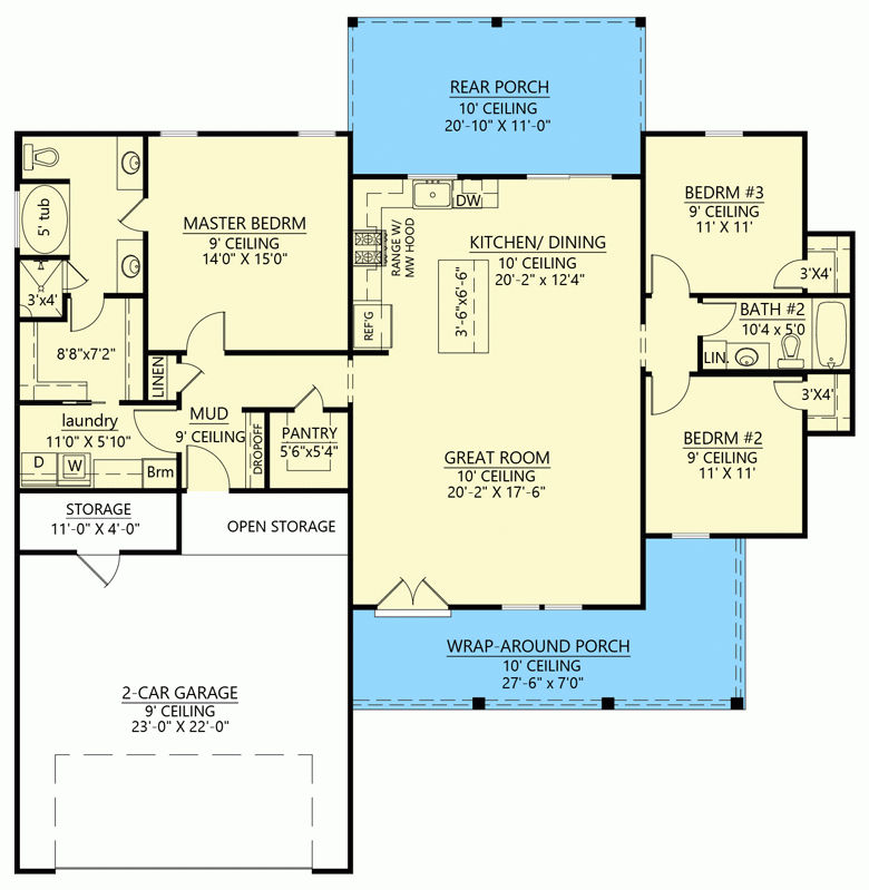 1600 Square Foot Modern Farmhouse With Split Bedroom Layout 56515SM 