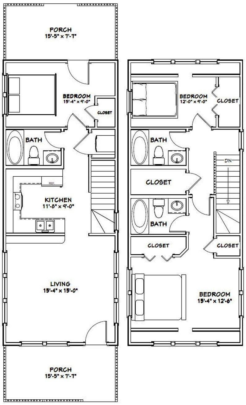 16x40 House 1 193 Sq Ft PDF Floor Plan Instant Download Model 1C Etsy