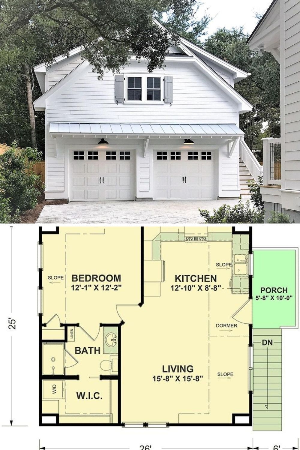 2 Bedroom Single Story Traditional Carriage Home With Three Car Garage 