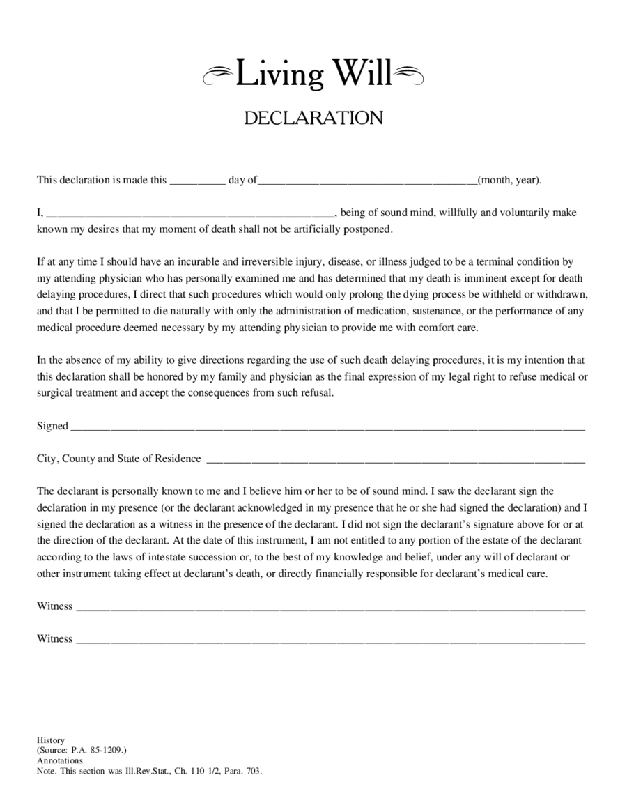2024 Living Will Form Fillable Printable PDF Forms Handypdf
