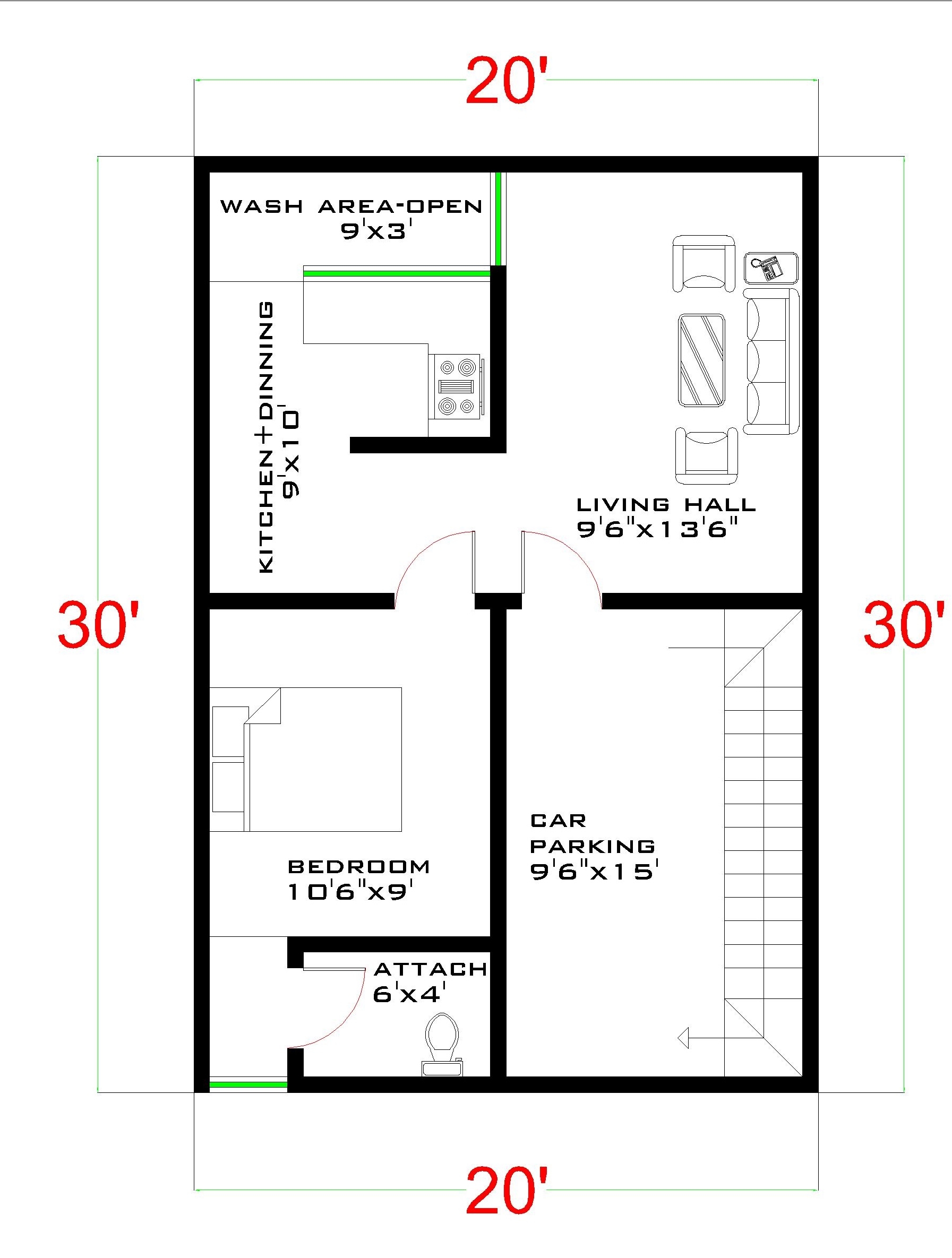 20x30 House Plan 3bhk 20x30 House Plan 2bhk 20x30 House Plan With Car 