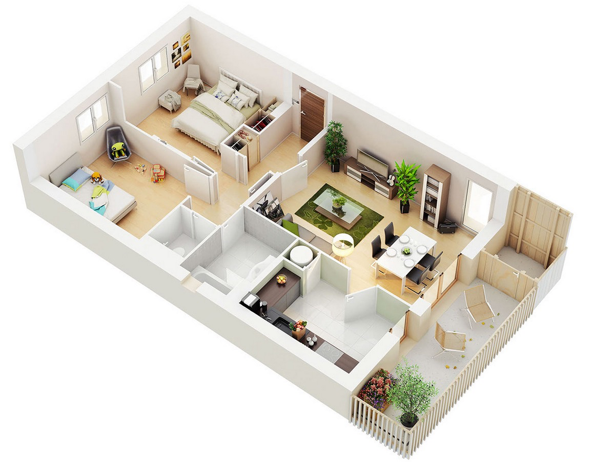 25 Two Bedroom House Apartment Floor Plans
