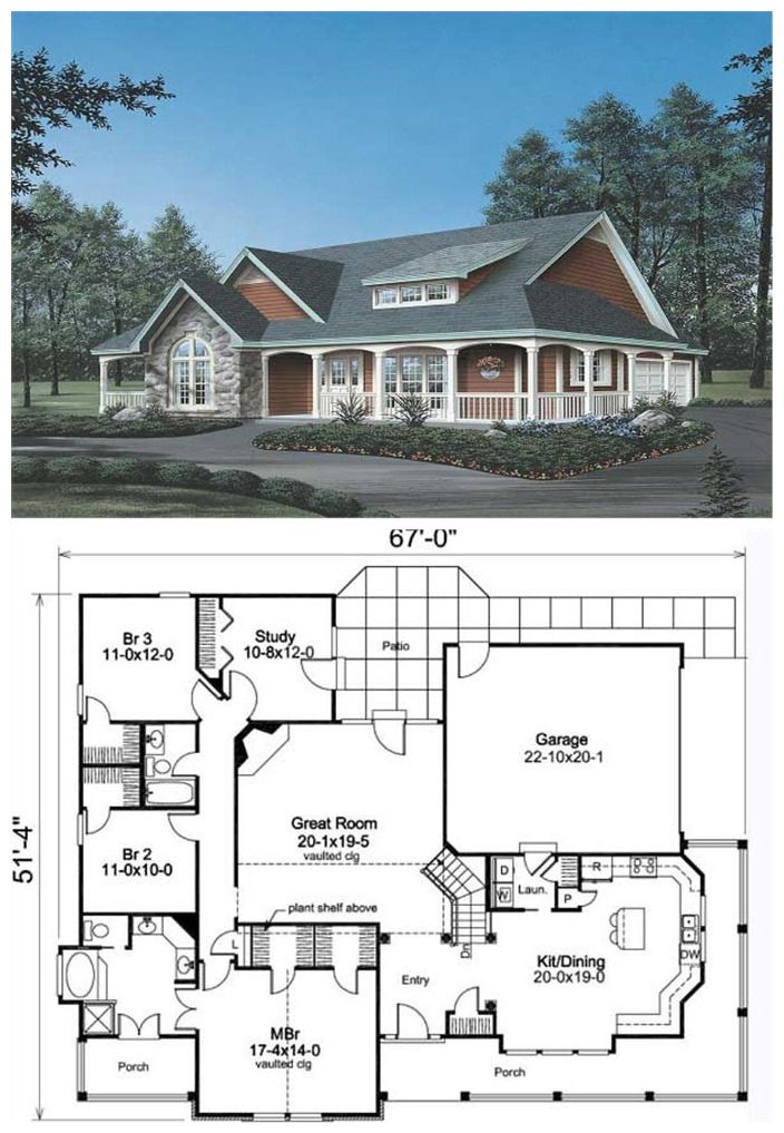 3 Bedroom Country Home Floor Plan With Wrap Around Porch 138 1002