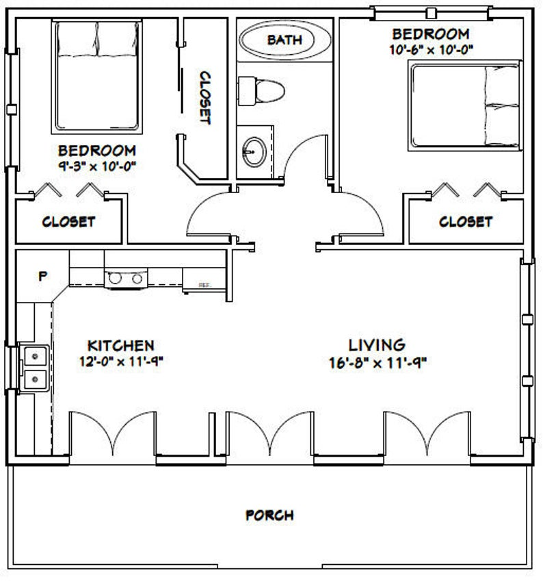 30x26 House 2 Bedroom 1 Bath 780 Sq Ft PDF Floor Plan Etsy In 2020 
