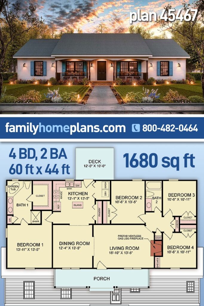 4 Bedroom Ranch Style House Plans
