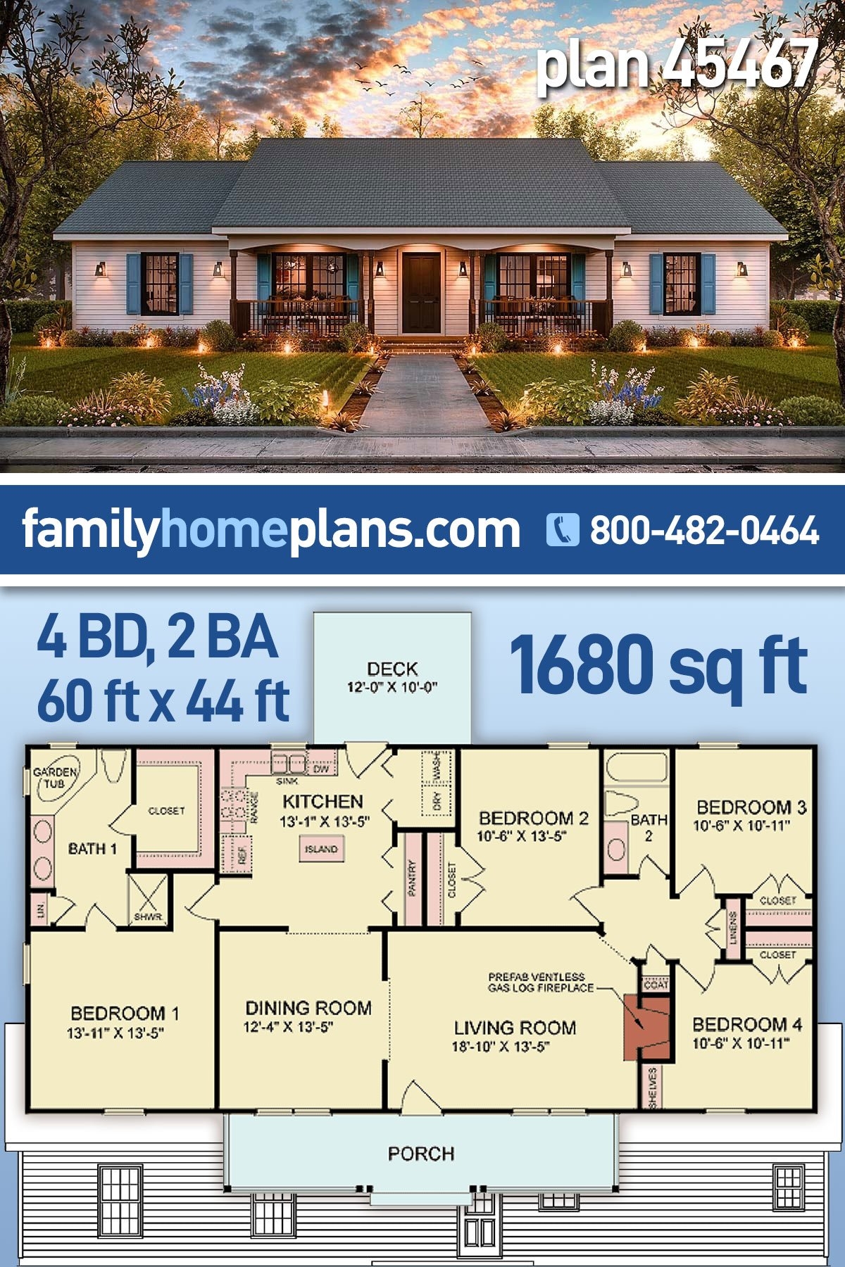 4 Bedroom Ranch Style House Plans