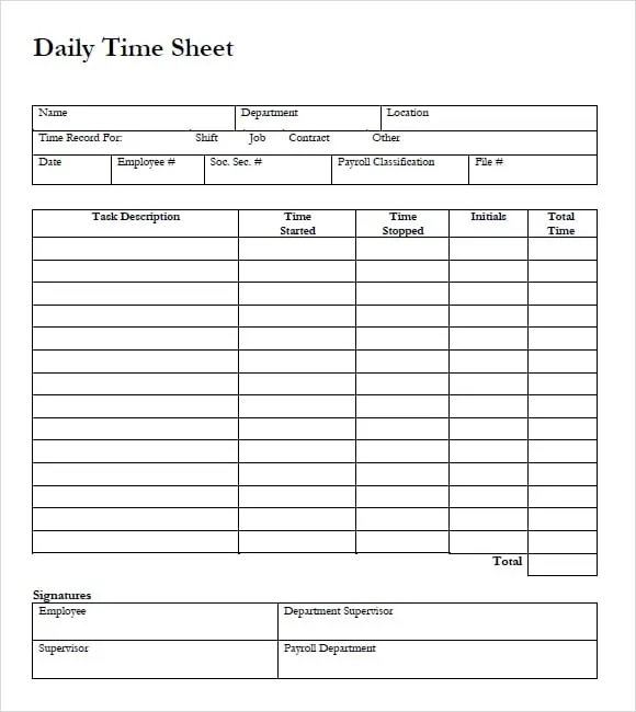 9 Free Printable Time Cards Templates Excel Templates