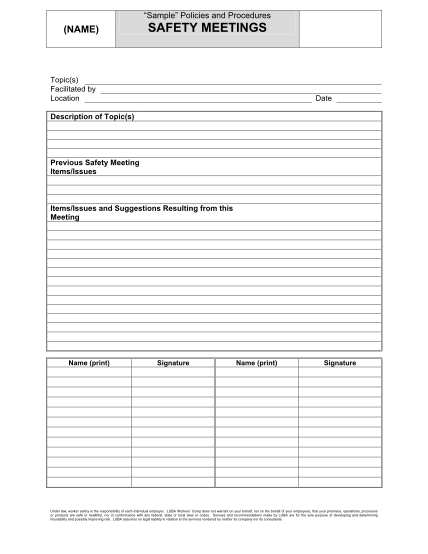 95 Free Osha Safety Meeting Forms Free To Edit Download Print 