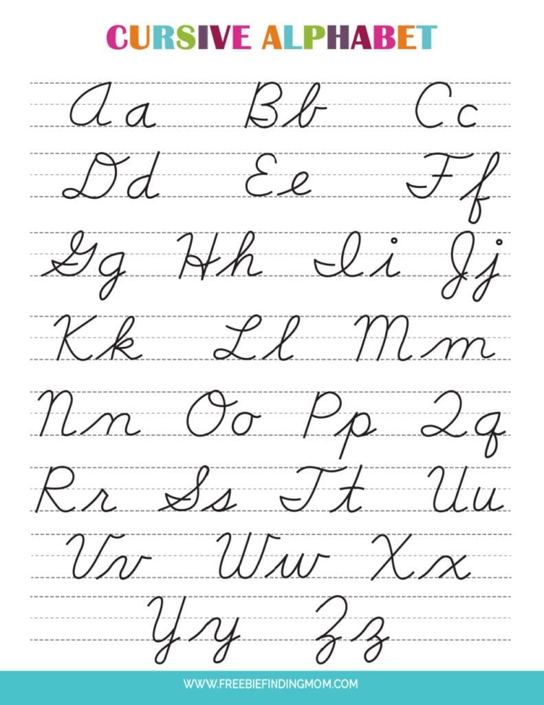 Alphabet In Cursive Printable Chart Alphabet In Cursive Printable Chart