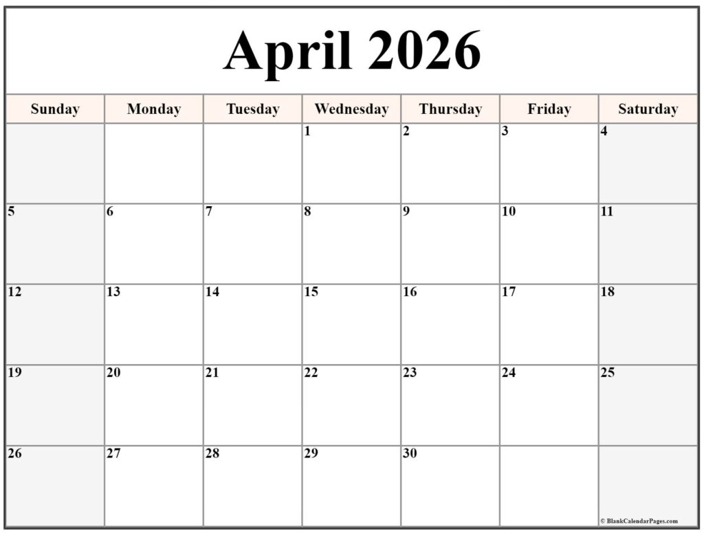 April 2026 Calendar Free Printable Calendars