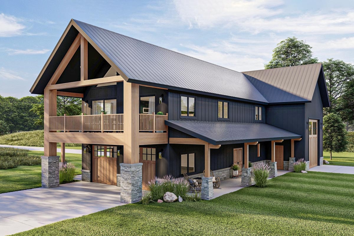 Barndominium Style Carriage House Plan With 2 Bedrooms 1275 Sq Ft 