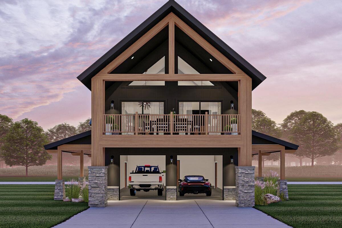 Barndominium Style Carriage House Plan With 2 Bedrooms 623163DJ 