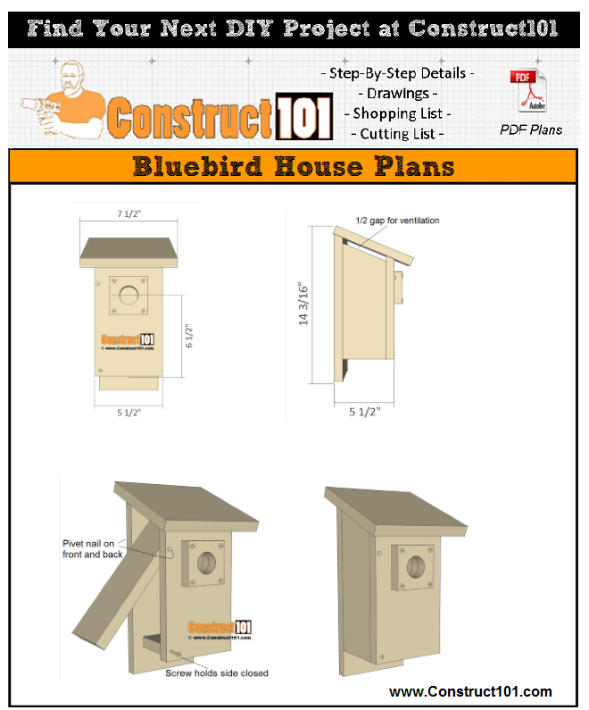 Bluebird House Plans PDF Download Construct101 Bluebird House Plans PDF Download Construct101