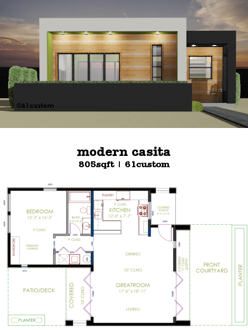 Casita Plan Small Modern House Plan 61custom Contemporary Modern