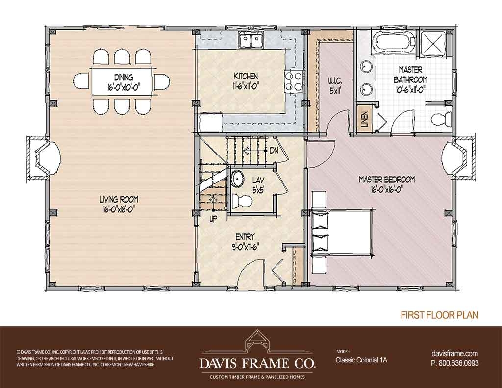 Classic Colonial 1A Floor Plan Davis Frame Company