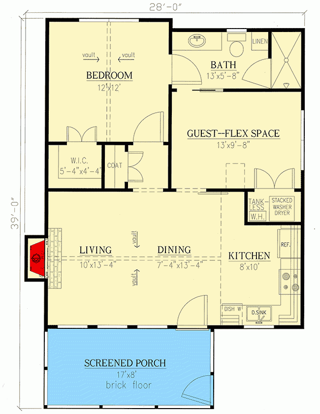 Compact And Versatile 1 To 2 Bedroom House Plan 24391TW 