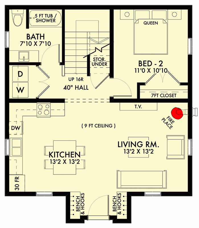Contemporary Cabin House Plan With 2 Beds 1200 Sq Ft 677036NWL