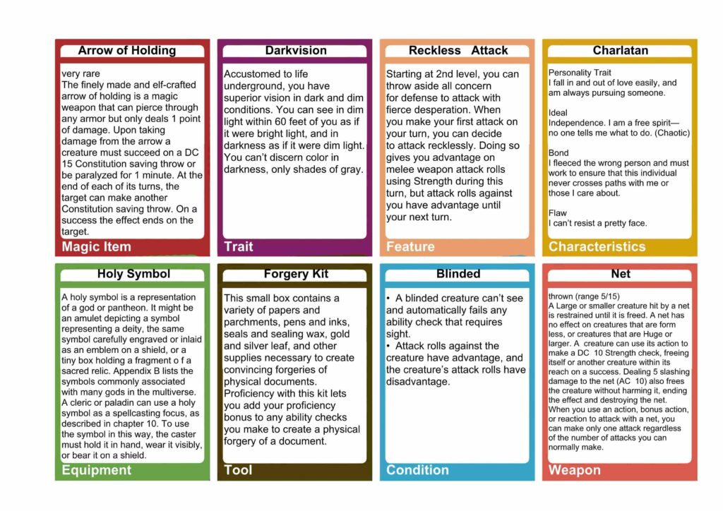 D d 5e Spell Cards Printable Pdf