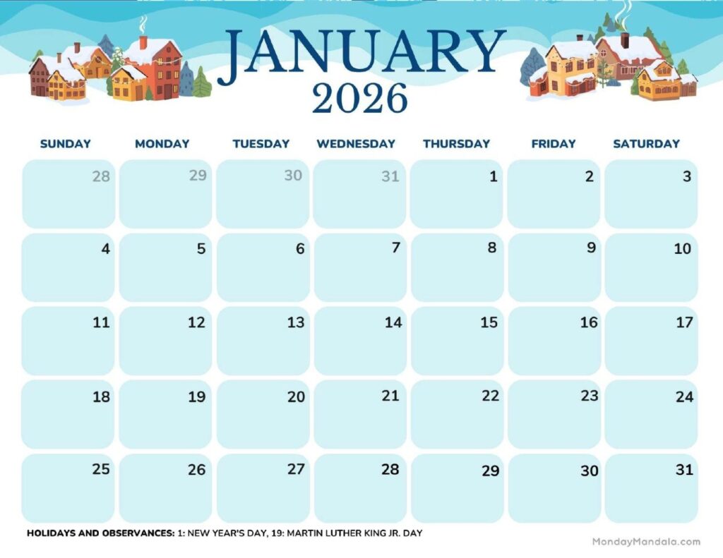 Download January Calendar 2026 Printable Word Version2025 2026 Calendar 