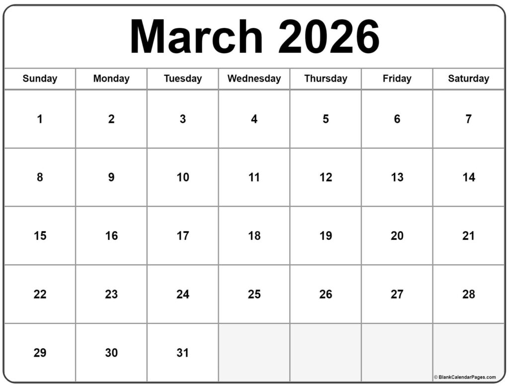 Download Your Free March 2026 Calendar Templates PDF Word Excel In 