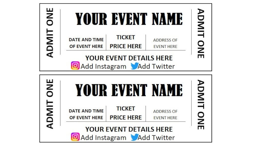 Editable Event Ticket Event Ticket Printables Editable Event Ticket Editable Event Ticket Event Ticket Printables Editable Event Ticket