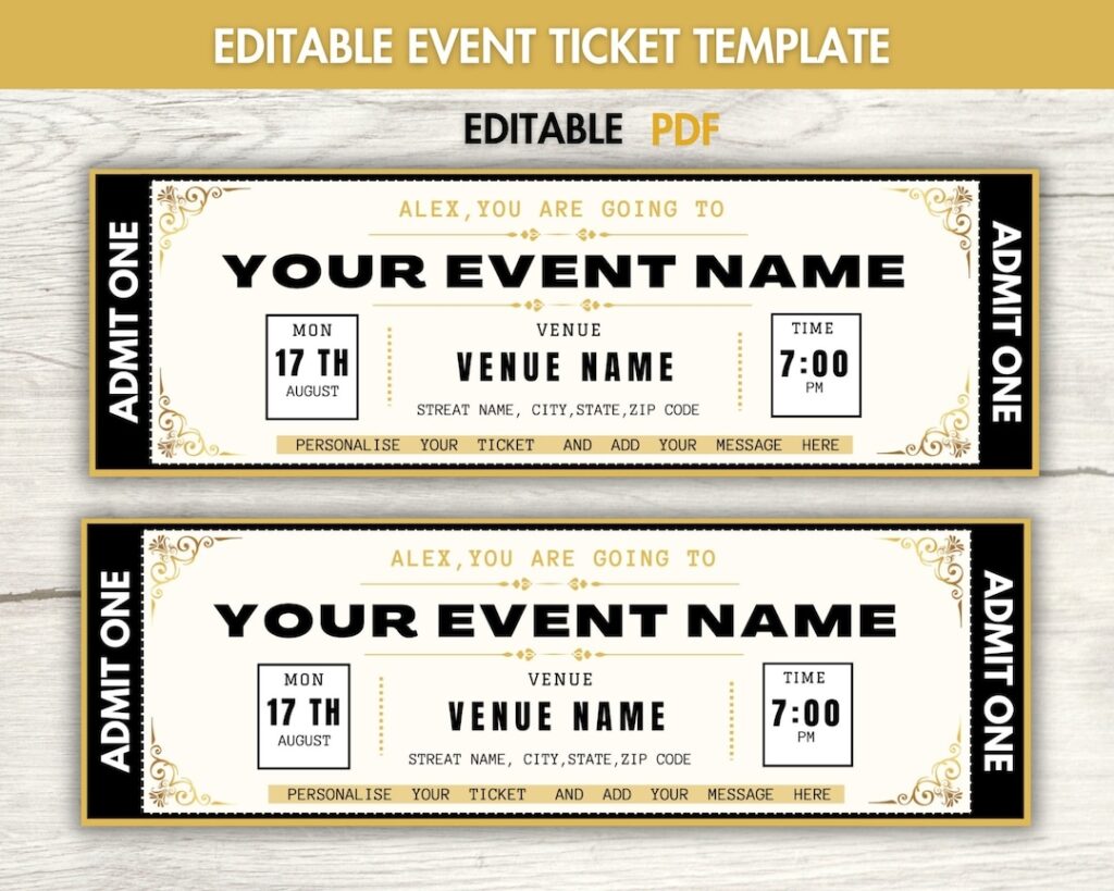 Editable Event Ticket Template Printable Ticket Gift Ticket Concert