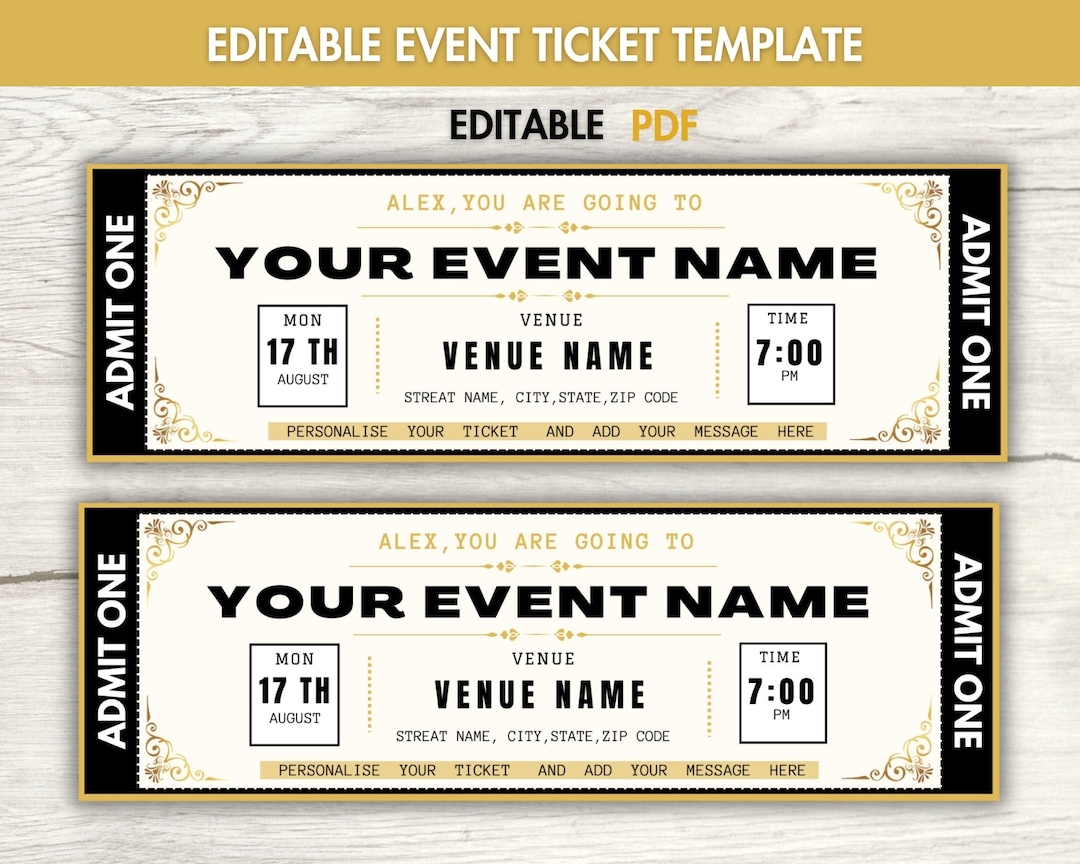 Editable Event Ticket Template Printable Ticket Gift Ticket Concert Editable Event Ticket Template Printable Ticket Gift Ticket Concert