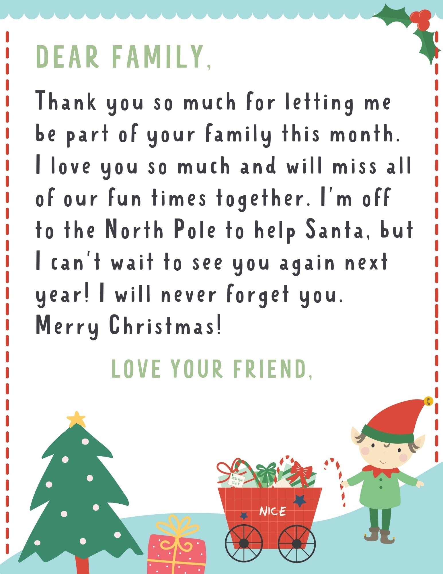 Elf On The Shelf Goodbye Letter FREE Printable Make Life Lovely