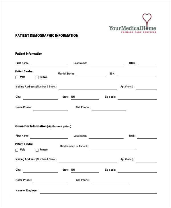 FREE 14 Patient Information Form Samples PDF MS Word Google Docs