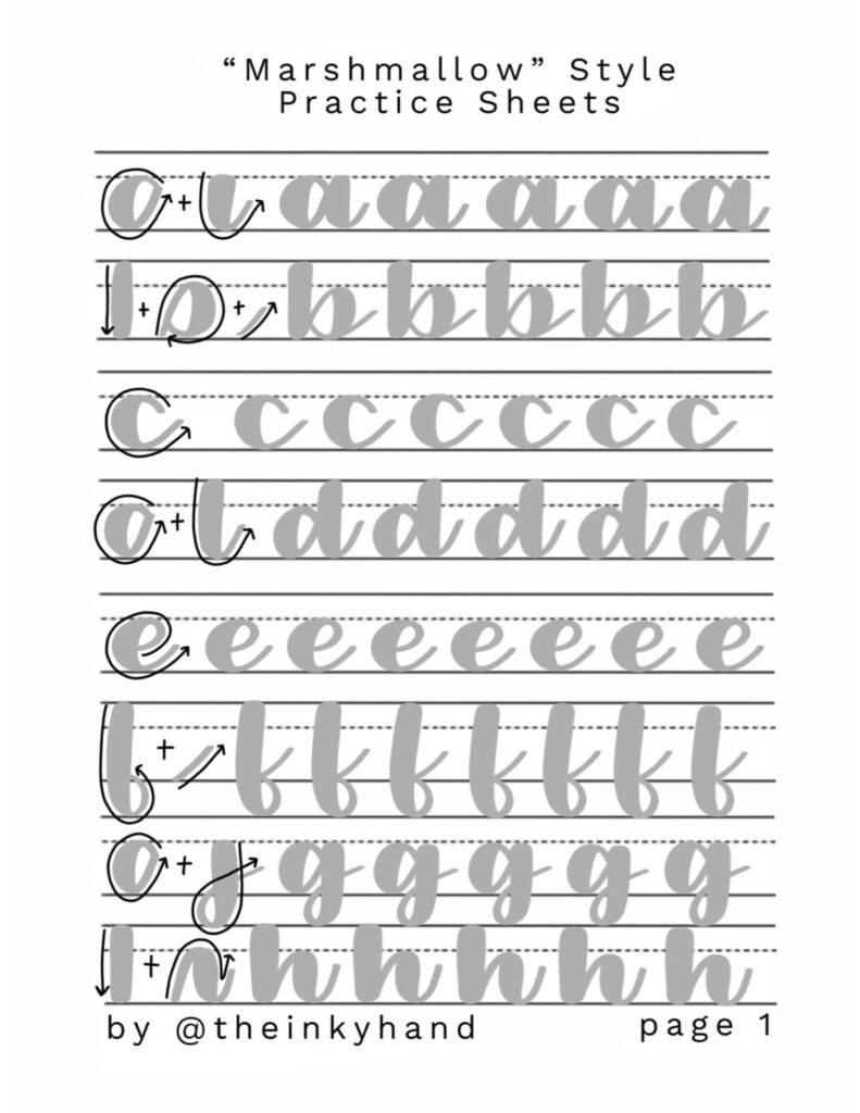 Free Calligraphy Alphabet Practice Sheets Printable PDFs Download