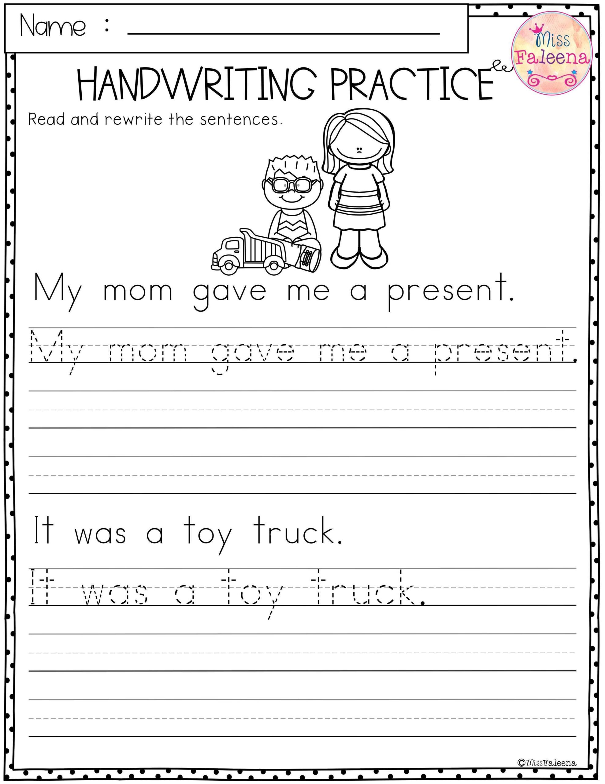 Free Kindergarten Handwriting Worksheets Free Kindergarten Handwriting Worksheets