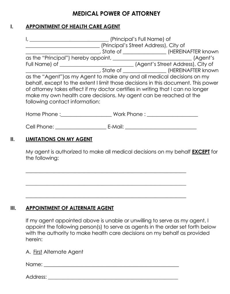 Free Medical Poa Forms Printable Printable Forms Free Online